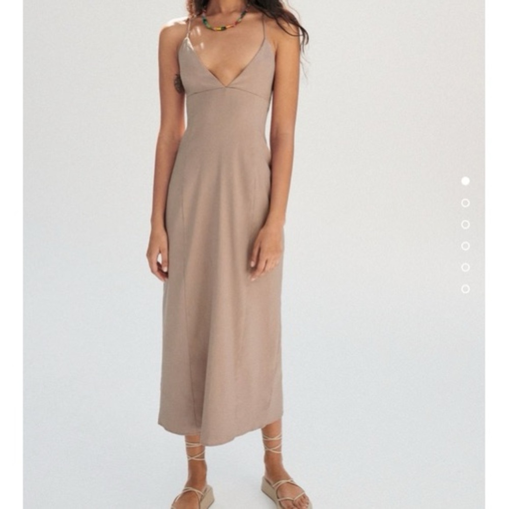Zara Tan Cutout Back Maxi Dress Women's Size 2